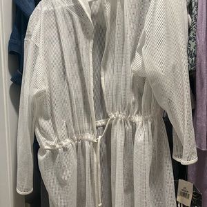 Ladies white cove up with hood . Size medium